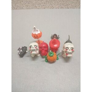 Vintage Russ Halloween Lot Jewelry Wind Up Skull Moving Jaw Googly Eye Bleeding